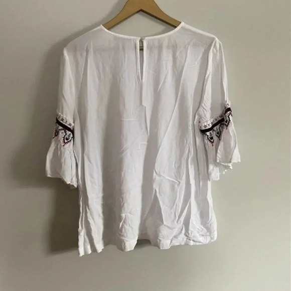 Ann Taylor LOFT Boho White Bell Sleeve Top - Picture 7 of 8
